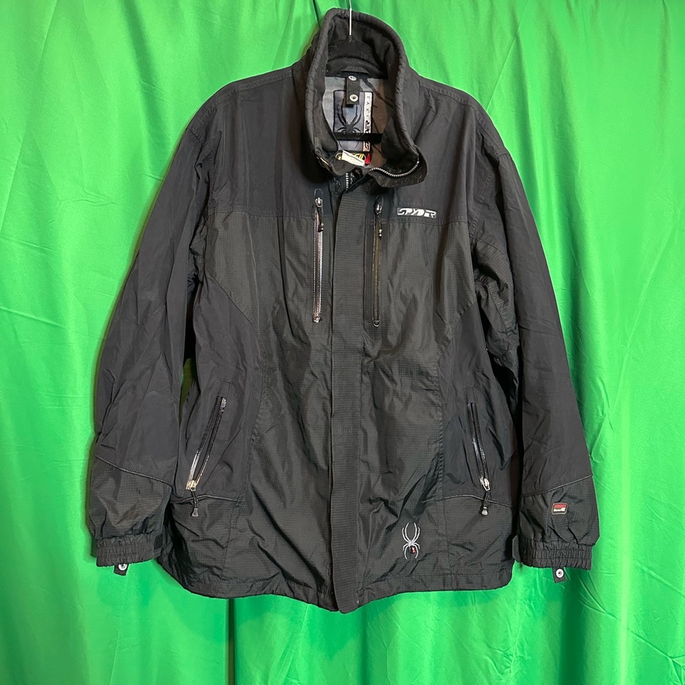 SPYDER vintage black ripstop waterproof zip-up biker jacket